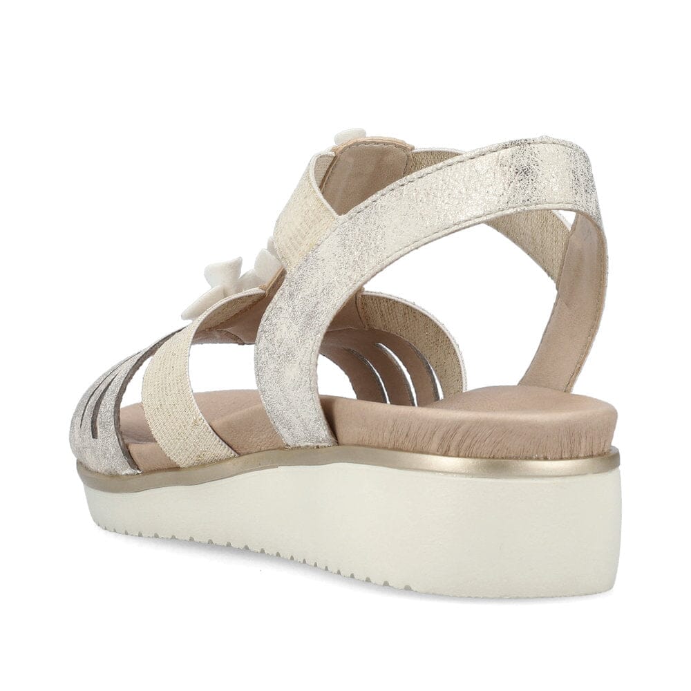 Casual Sandals with Floral Strap Detail in Light Gold - Renaissance Boutiques Ireland