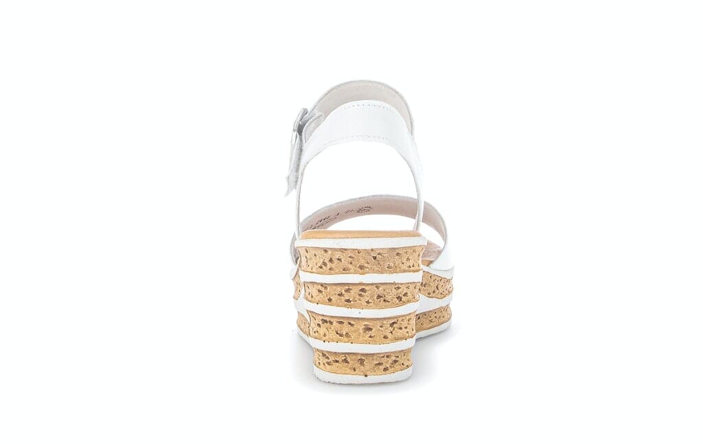 Chunky Cork Sole Sandal with Square Buckle in White Sandal Gabor 