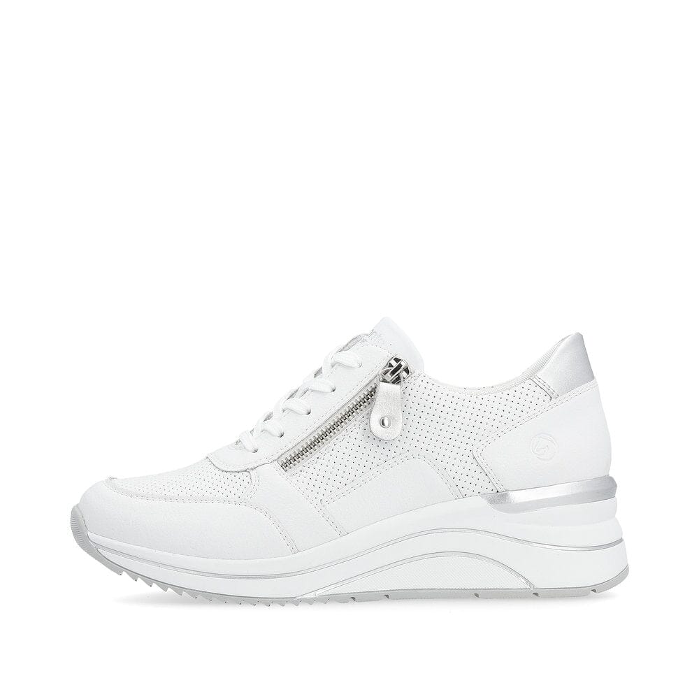 Chunky Sole Lace-Up Sneaker with Zipper in White Sneaker Rieker 