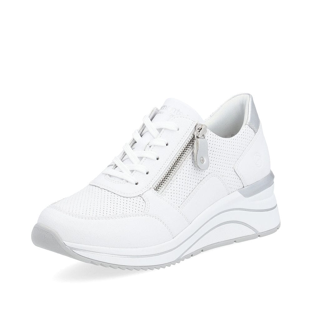 Chunky Sole Lace-Up Sneaker with Zipper in White Sneaker Rieker 