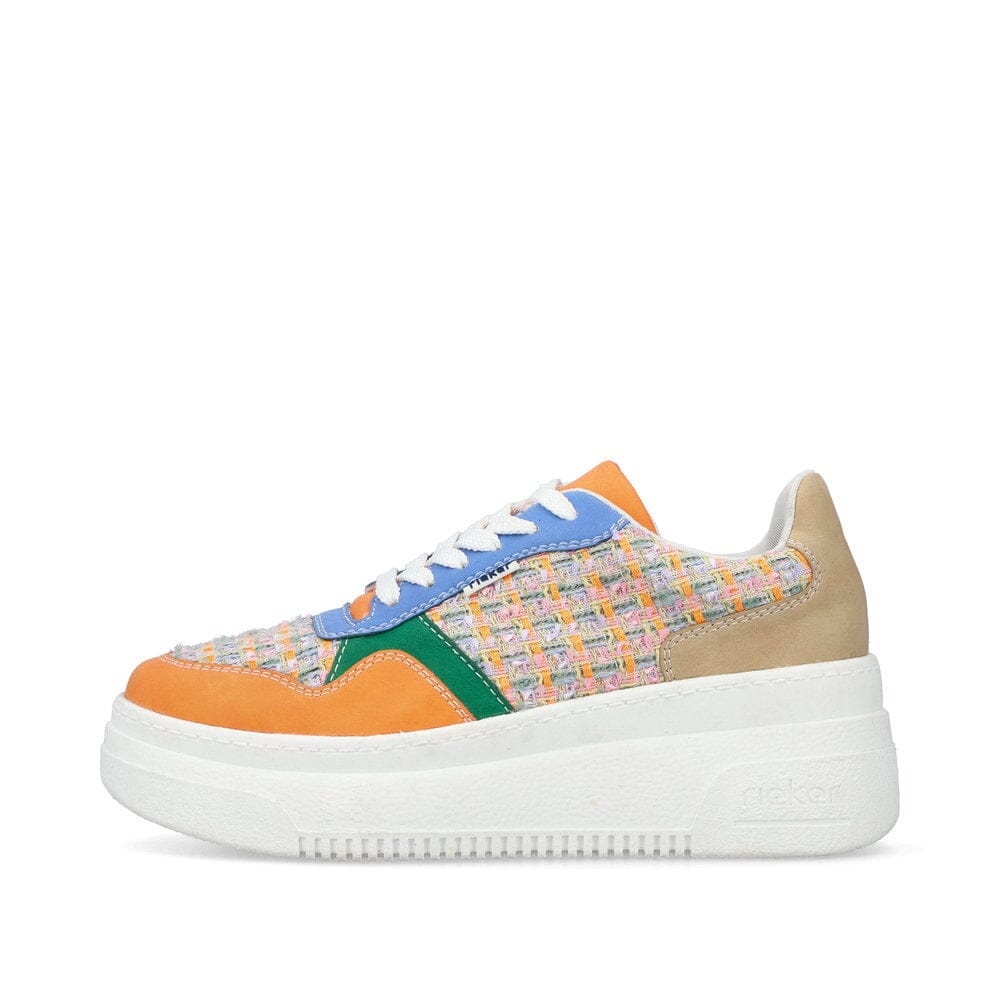 Chunky Sole Lace-Up Sneakers in Multicolour Sneaker Rieker 