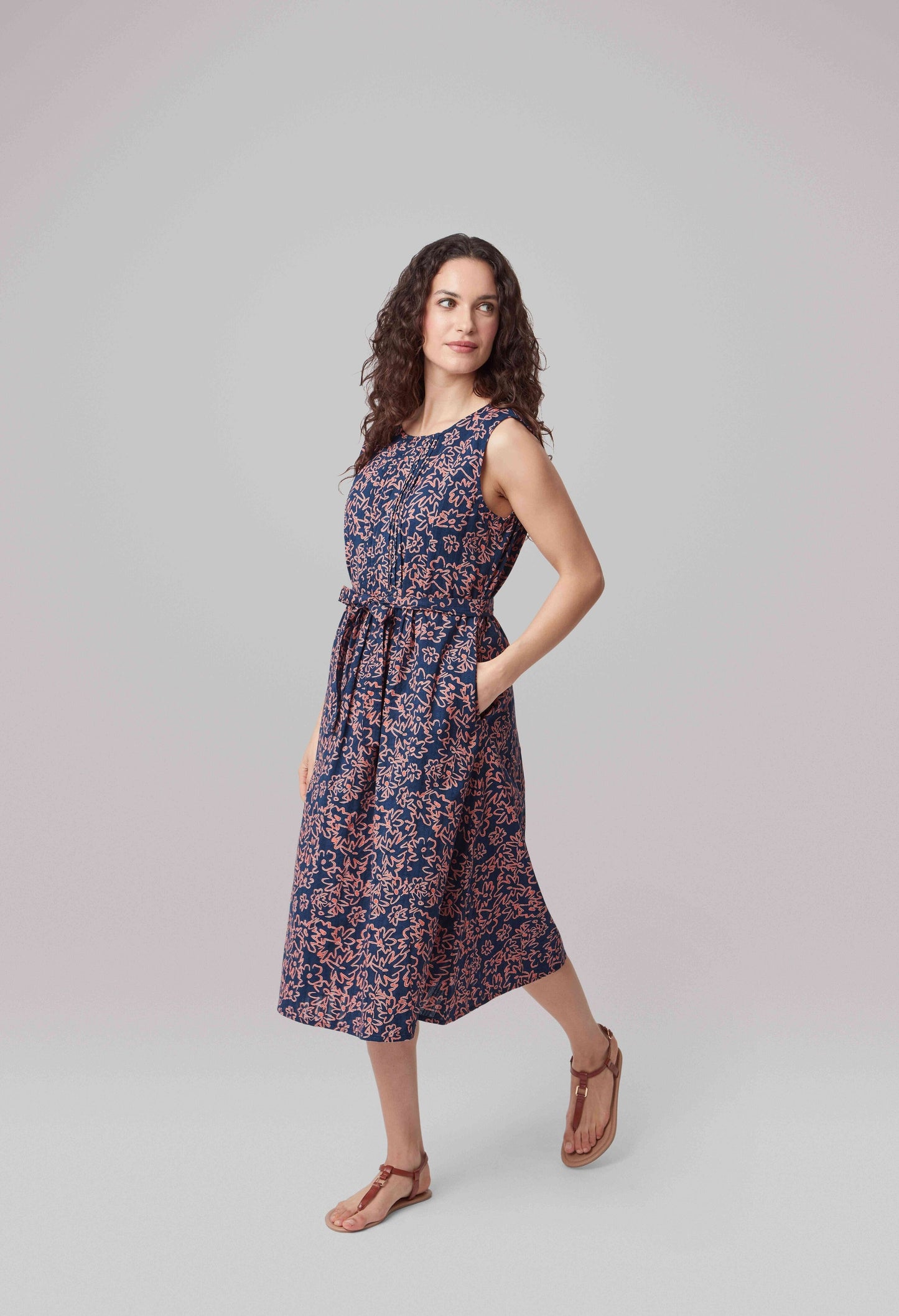 Connie Dress Dobby Floral in Navy Dress Adini