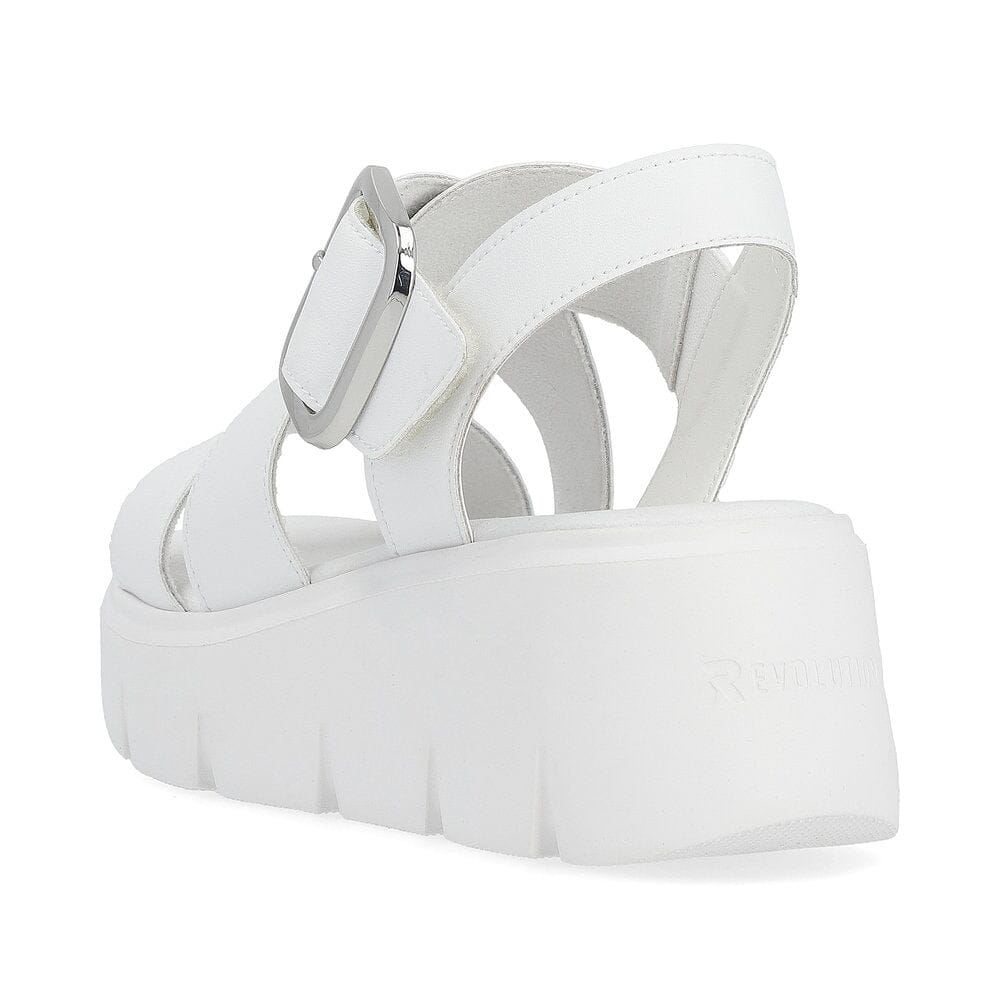 Cross Strap Sandals with Square Buckle in White - Renaissance Boutiques Ireland
