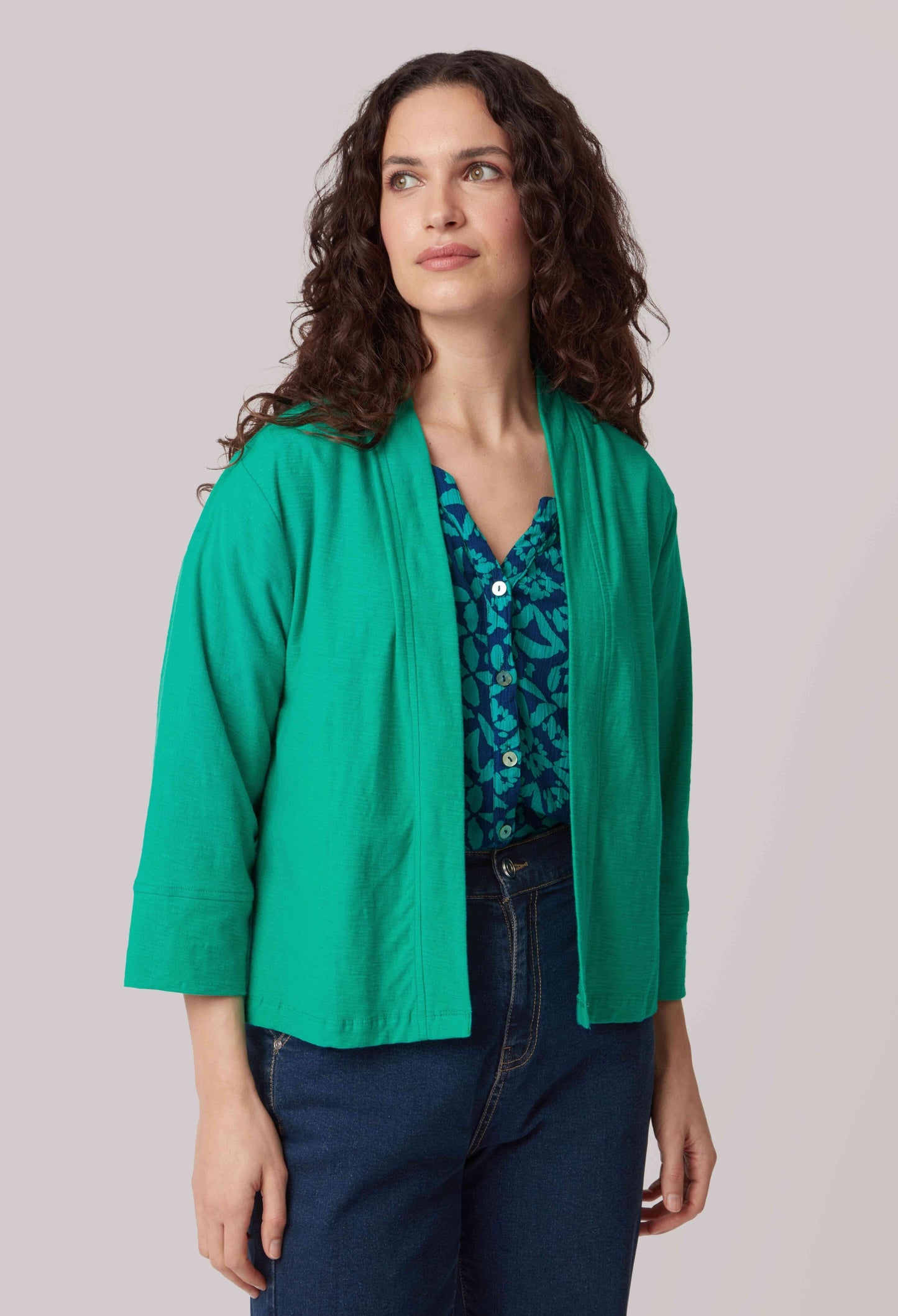 Sula Jacket Solid Slub in Peacock Jacket Adini