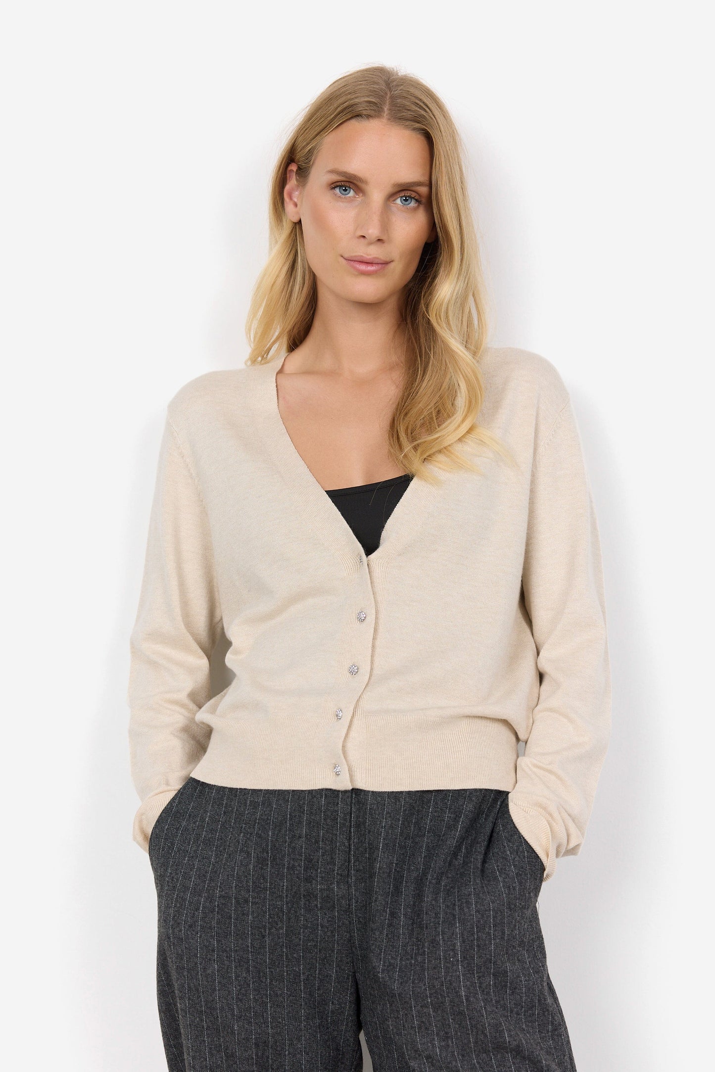 Dollie Cream Melange Cardigan Cardigan Soyaconcept