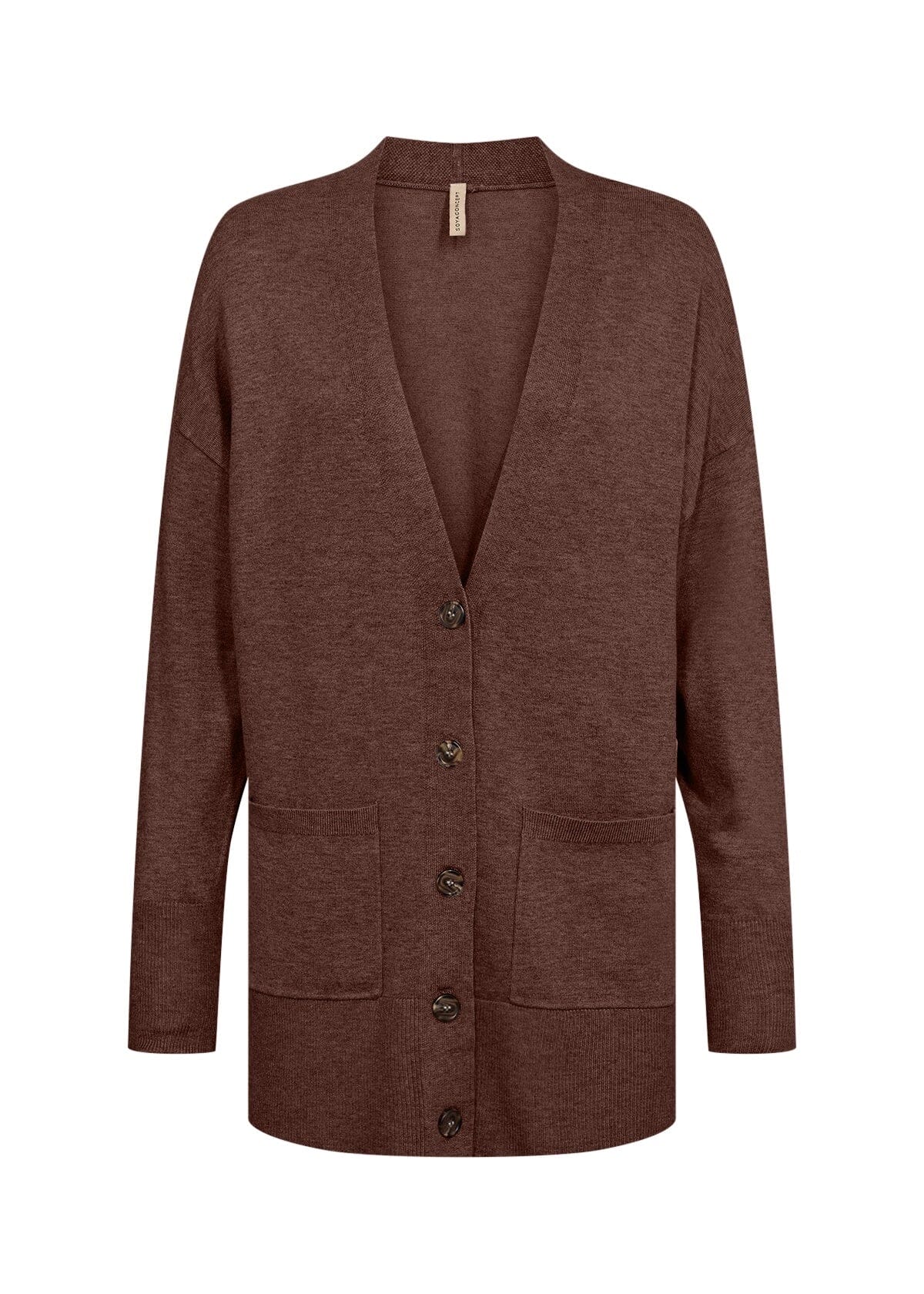 Dollie Long Sleeve Cardigan in Coffee Melange Cardigan Soyaconcept