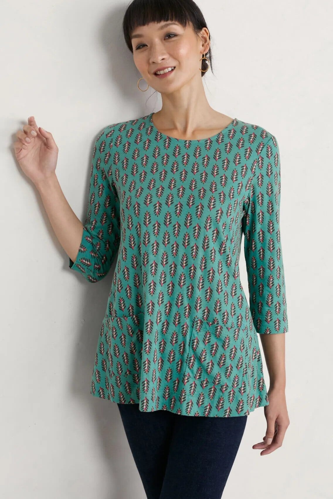 Drawing Book Long Sleeve Top in Green Top Seasalt