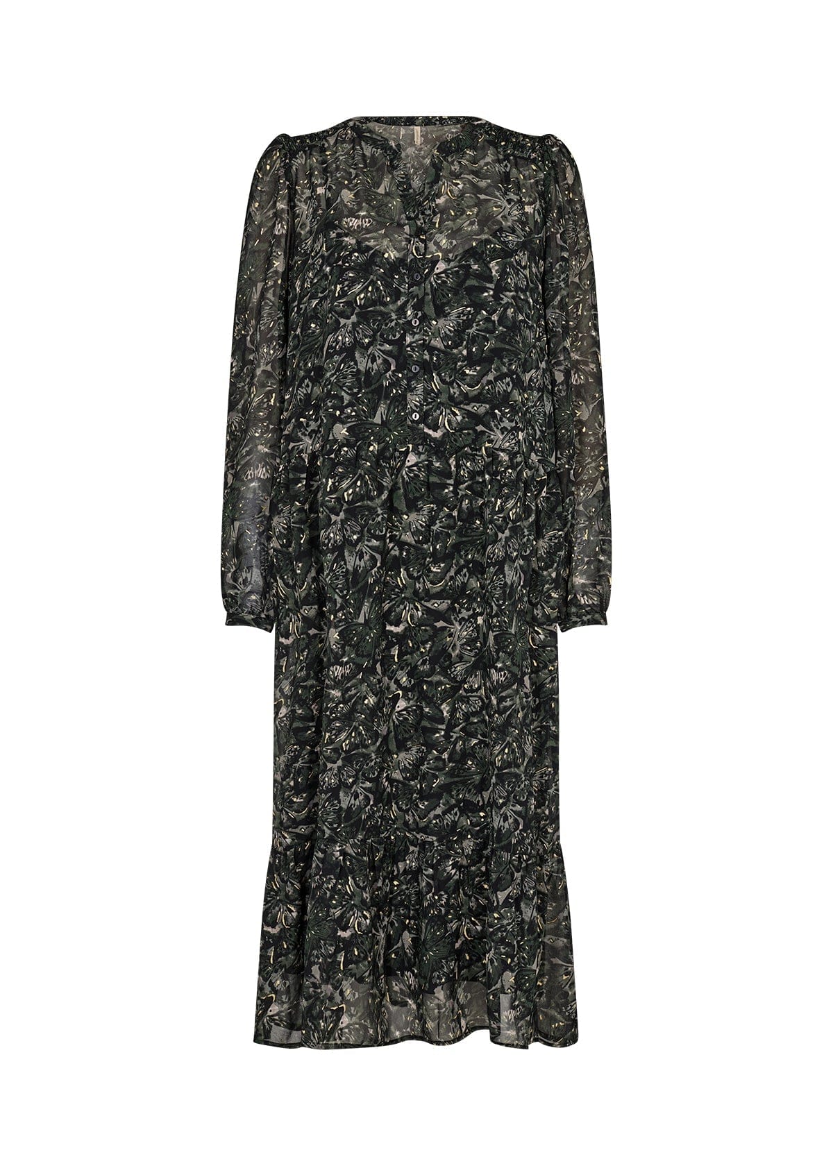 Hedda Long Sleeve Dress in Army Green Combi Dress Soyaconcept