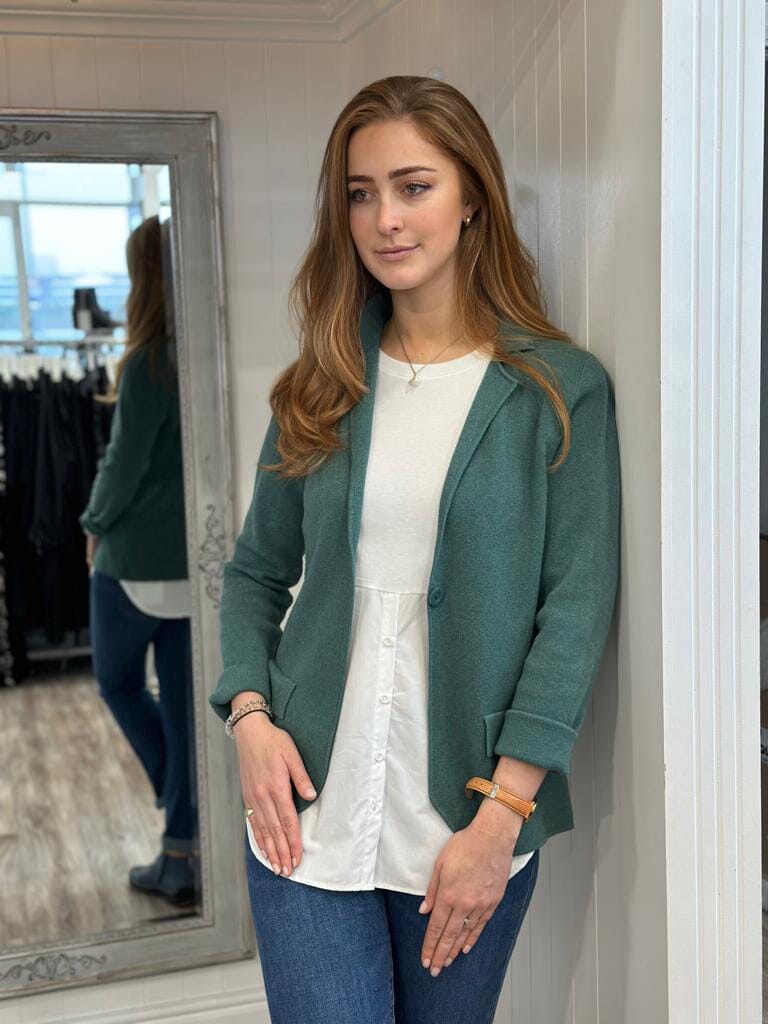 Green knit blazer best sale