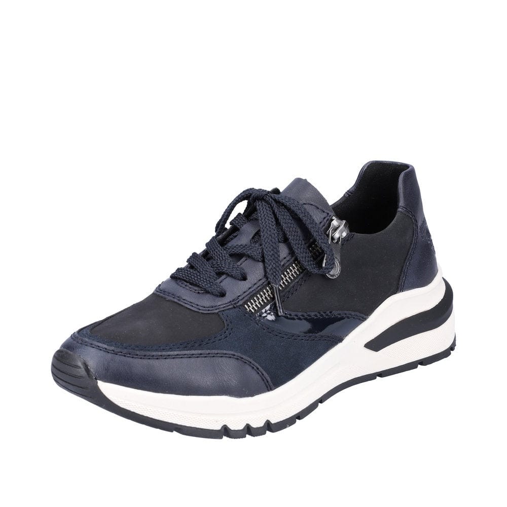 Lace-up Sneaker with Zipper in Navy Combi Footwear Rieker