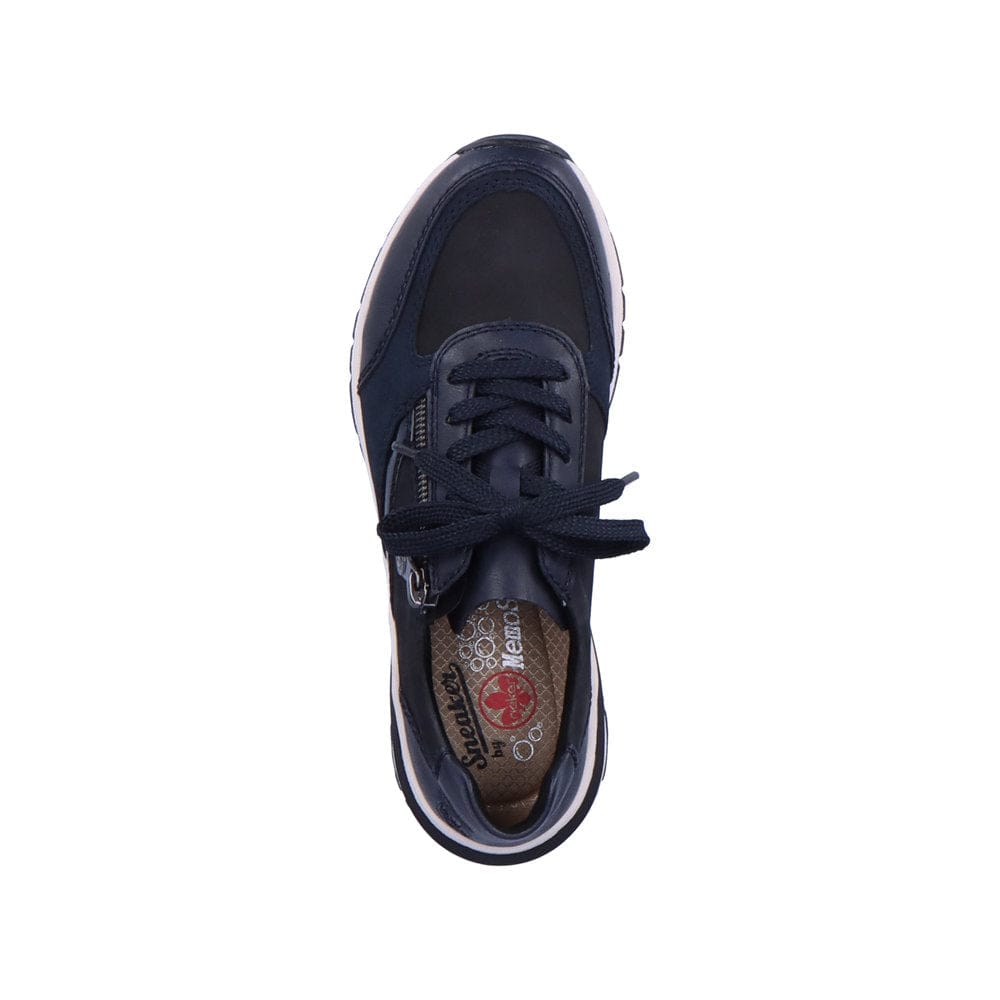 Lace-up Sneaker with Zipper in Navy Combi Footwear Rieker