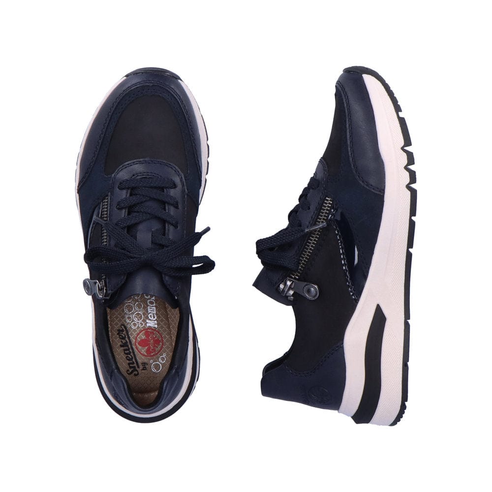 Lace-up Sneaker with Zipper in Navy Combi Footwear Rieker
