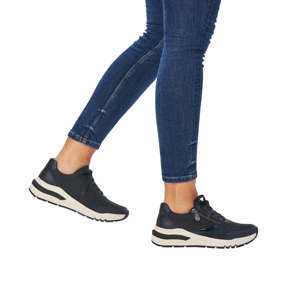 Lace-up Sneaker with Zipper in Navy Combi Footwear Rieker