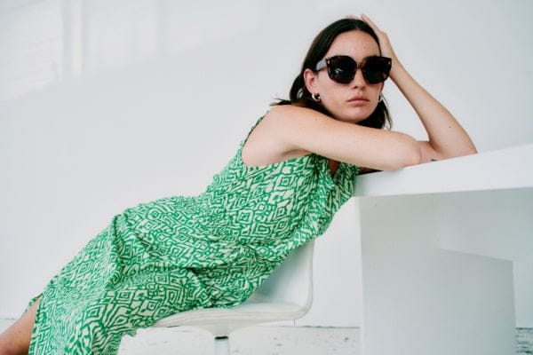 Marrakech AOP Dress in Greenbriar Ikat Print Dress Ichi
