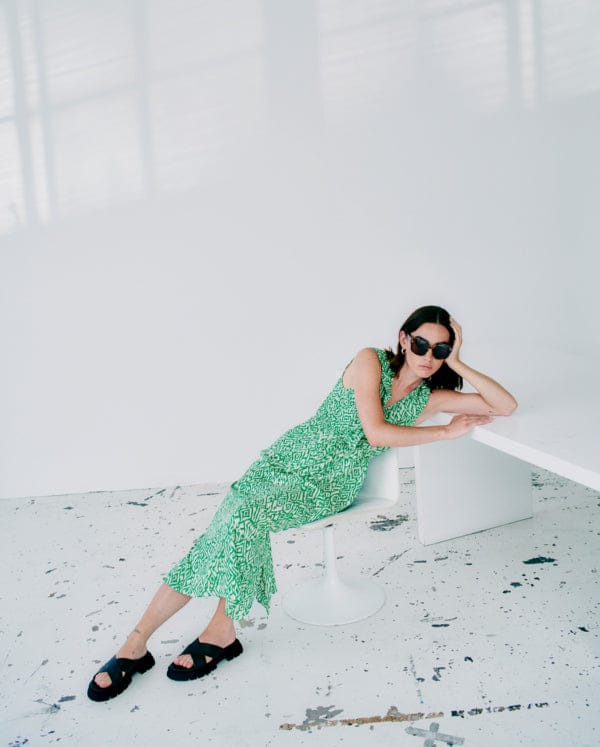 Marrakech AOP Dress in Greenbriar Ikat Print Dress Ichi