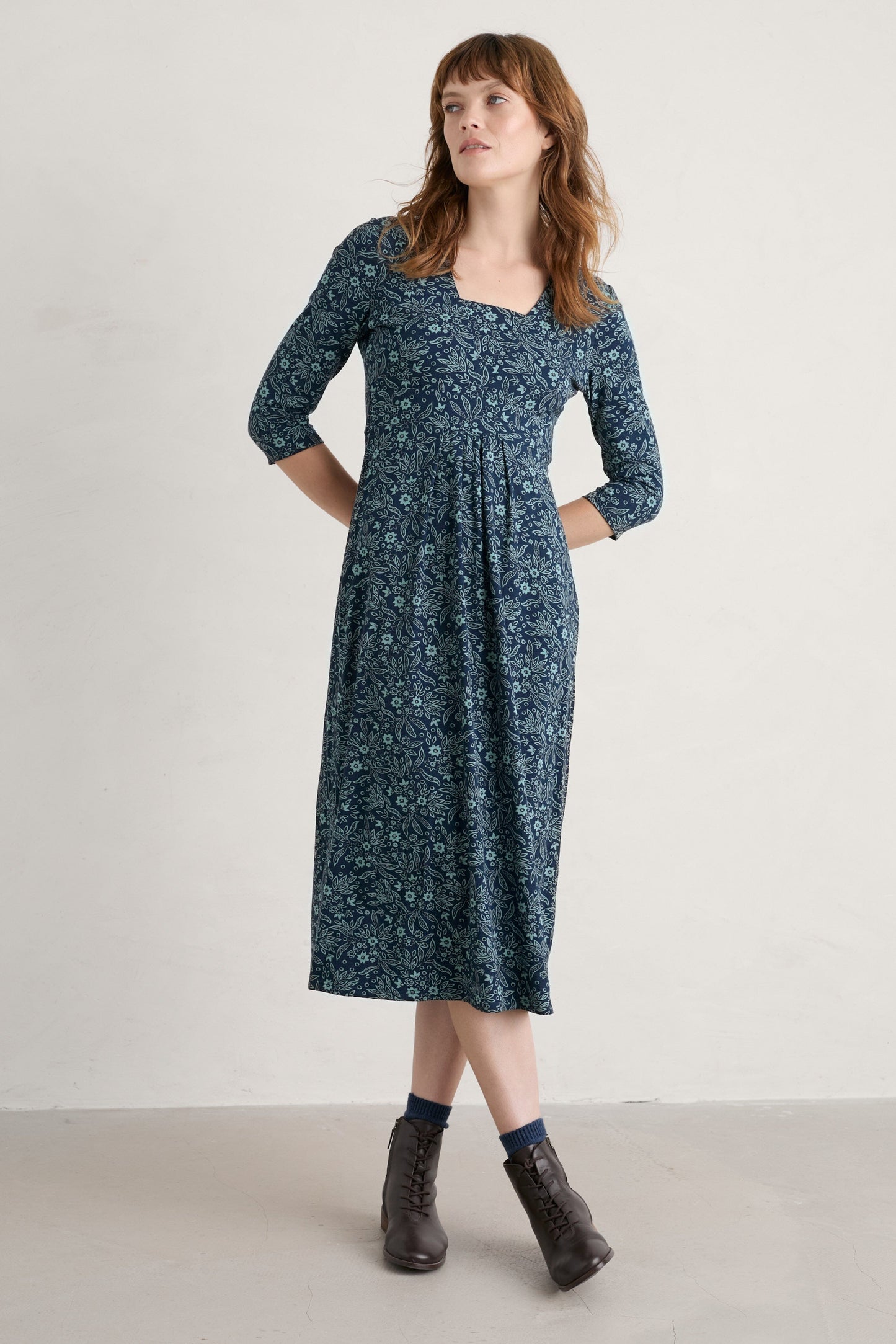 Seed Packet Dress in Breon Leaves Lichen Dress Seasalt
