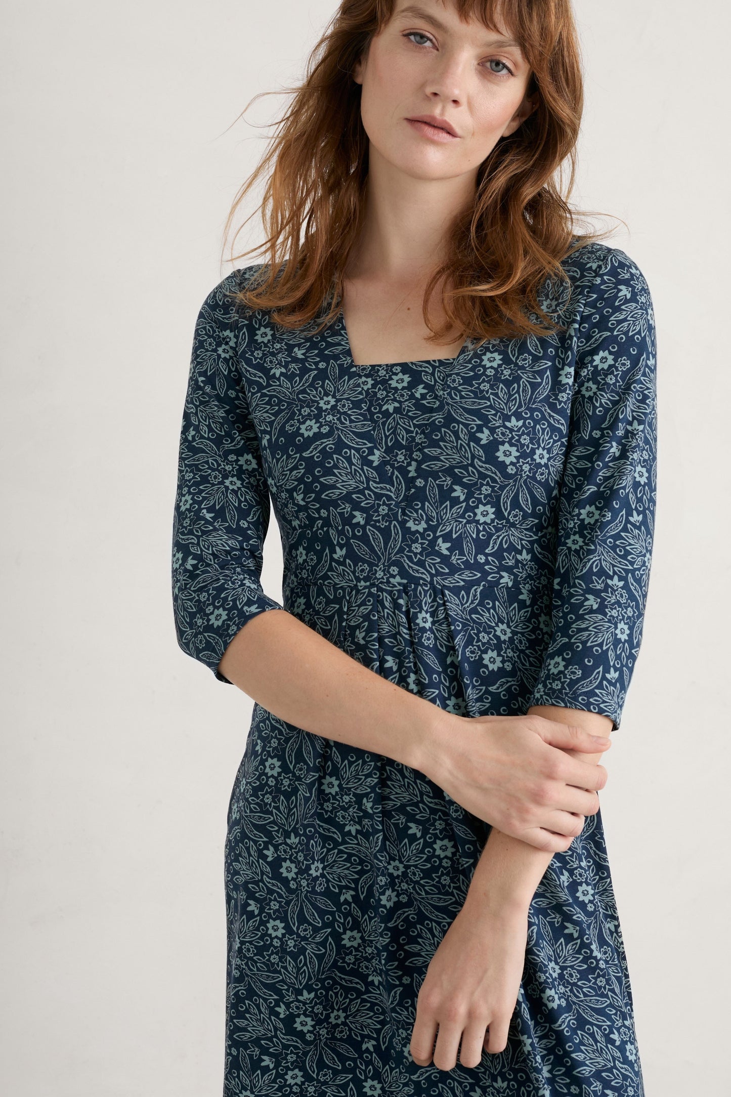 Seed Packet Dress in Breon Leaves Lichen Dress Seasalt