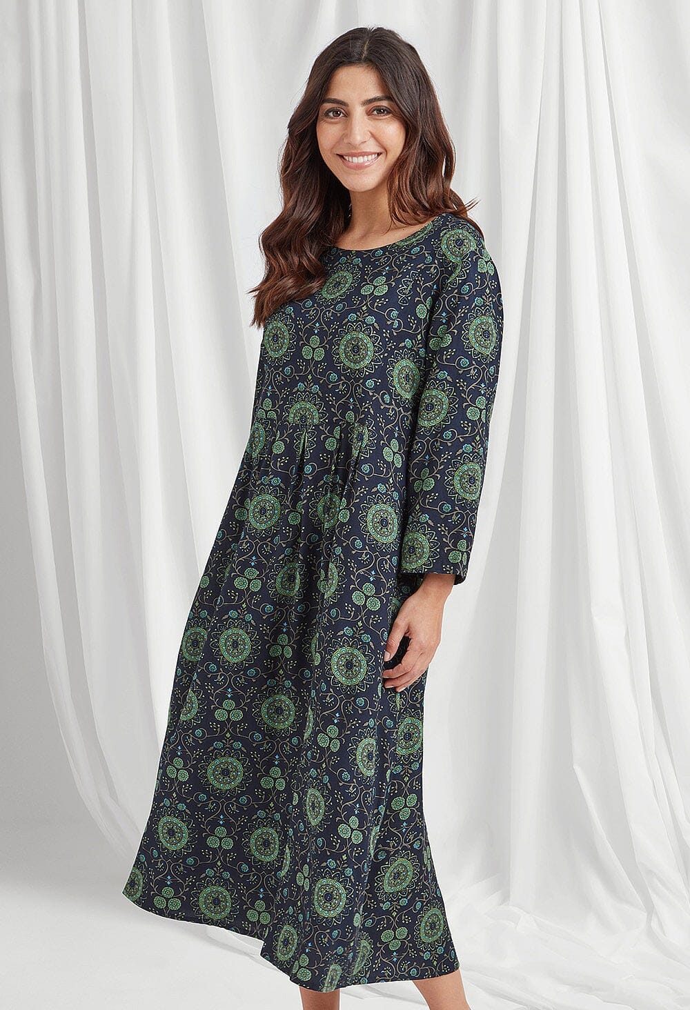 Andrea Dress Khota Print in Navy Mix Dress Adini 