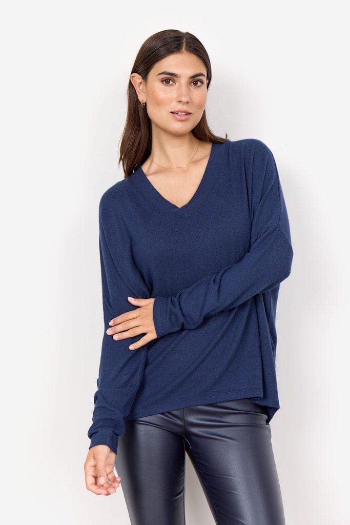 Biara Long Sleeve Blouse in Blue Iris Melange Blouse Soyaconcept 