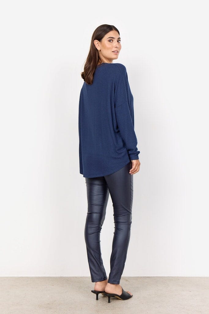 Biara Long Sleeve Blouse in Blue Iris Melange Blouse Soyaconcept 