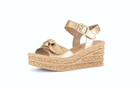Chunky Cork Sole Sandal with Square Buckle in Gold Sandal Gabor 