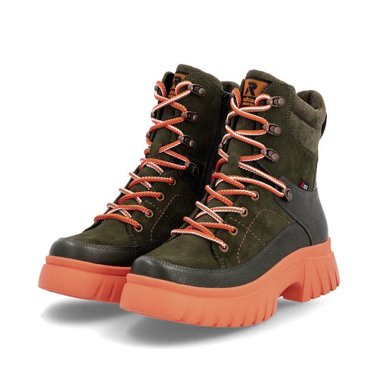 Chunky Hiking-Style Boot with Orange Sole Footwear Rieker 