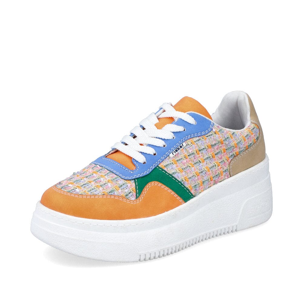 Chunky Sole Lace-Up Sneakers in Multicolour Sneaker Rieker 