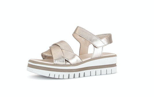 Chunky Sole Sandals with Ankle Strap in Silver Sandal Gabor 