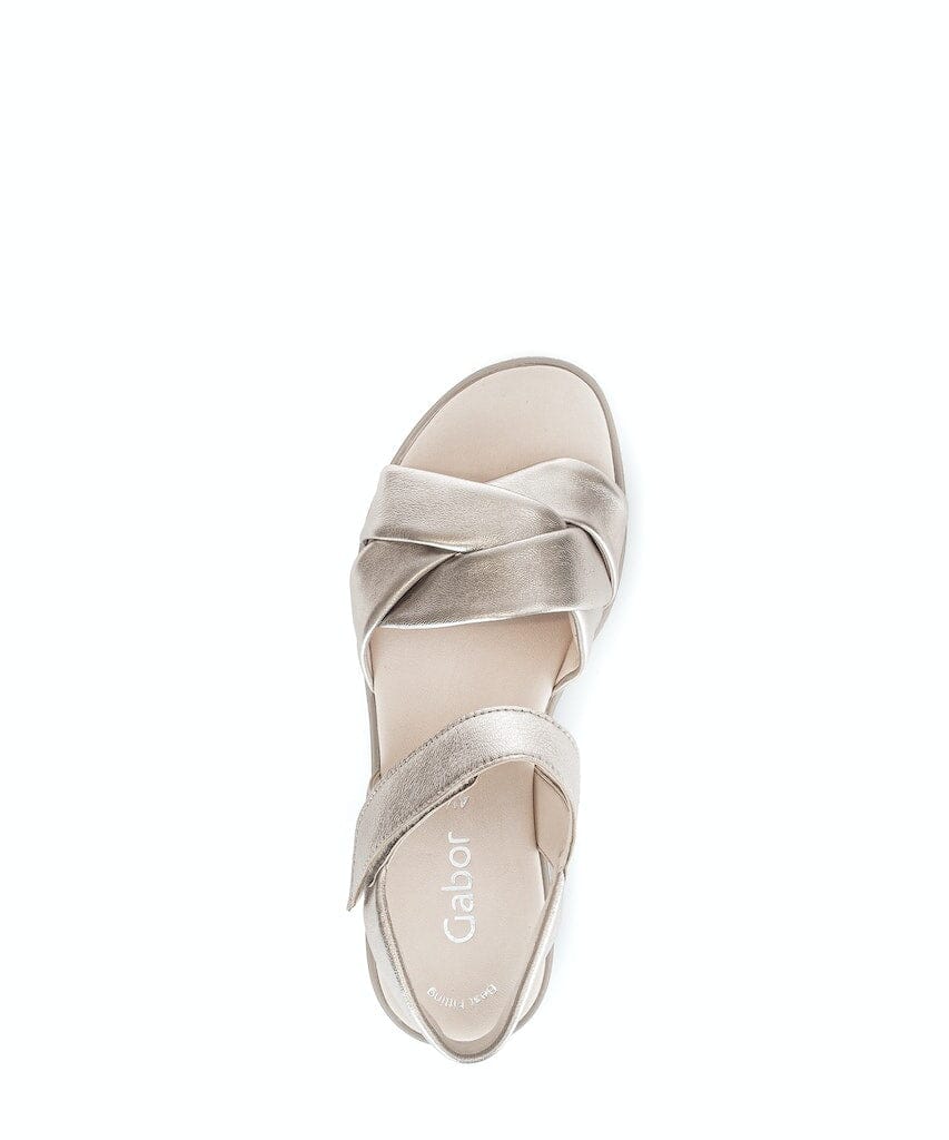 Chunky Sole Sandals with Ankle Strap in Silver Sandal Gabor 
