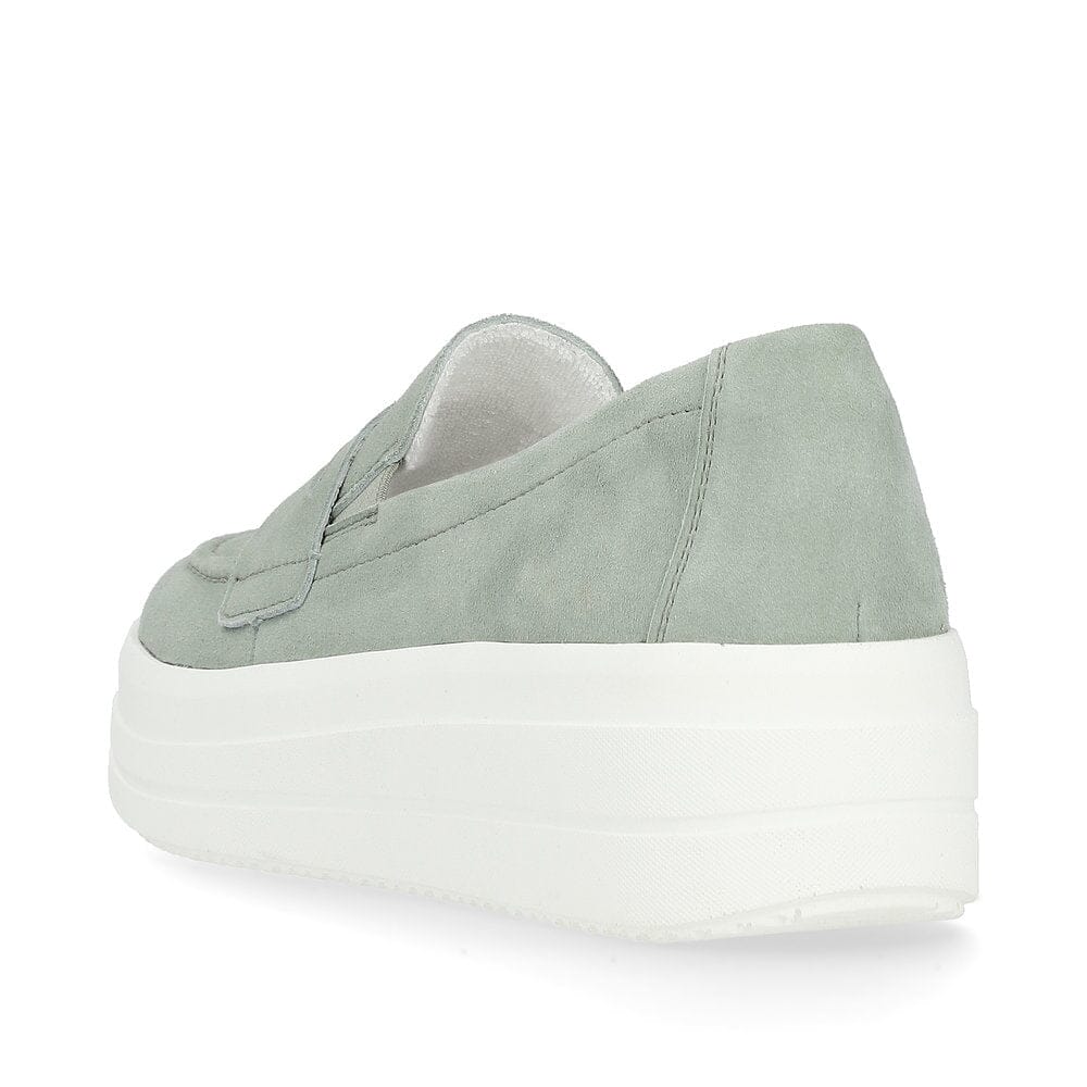 Chunky Sole Suede Loafer in Green Footwear Rieker 