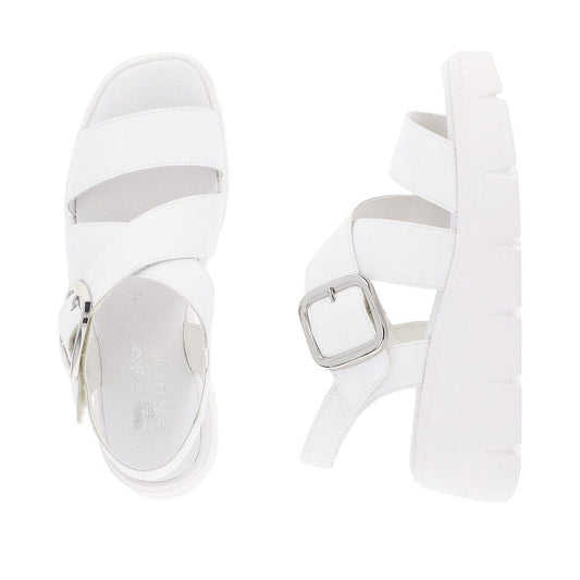 Cross Strap Sandals with Square Buckle in White - Renaissance Boutiques Ireland