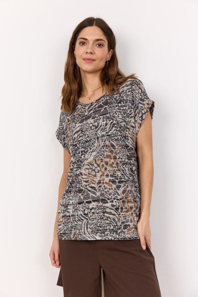 Galina T-Shirt in Hot Fudge Combi T-Shirt Soyaconcept 