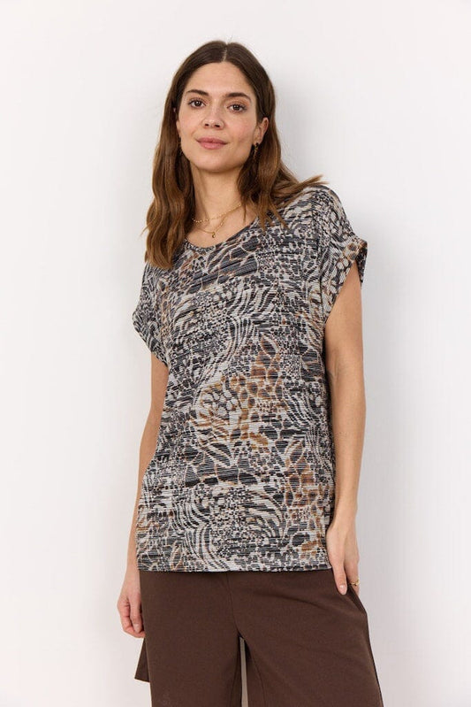 Galina T-Shirt in Hot Fudge Combi T-Shirt Soyaconcept 