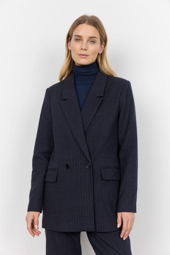 Isabelle Blazer in Blue Iris Melange Combi Blazer Soyaconcept 