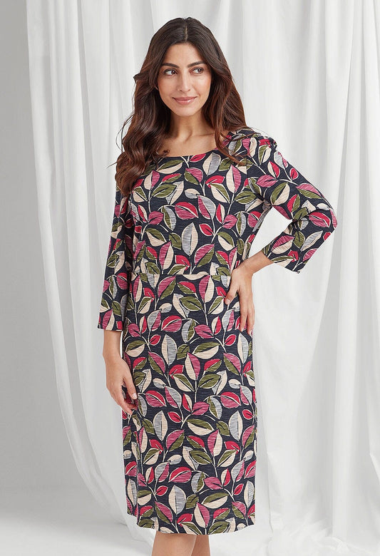 Ivo Dress Painted Leaf Print in Multicolour Dress Adini 