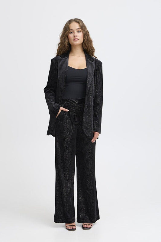 Kate Glamo Trousers in Black Trousers Ichi 