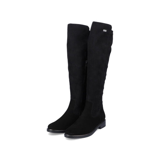 Knee High Suede Boots in Black Footwear Rieker 