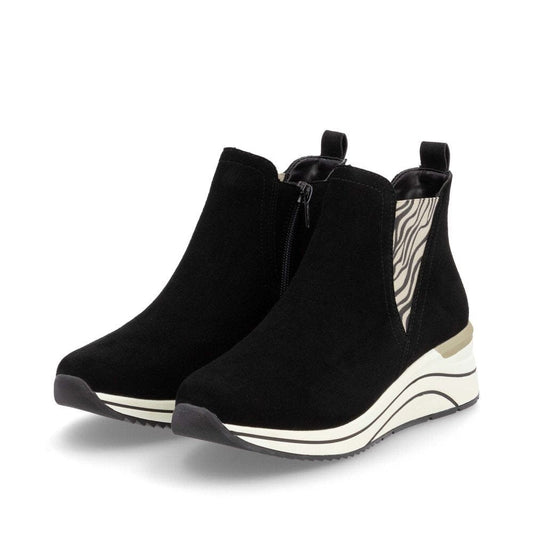 Suede Wedge Boots with Zebra Print Detail Footwear Rieker 