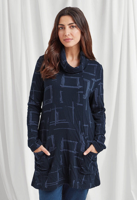 Suri Tunic Imara Jacquard Jersey in Blue Mix Tunic Adini 