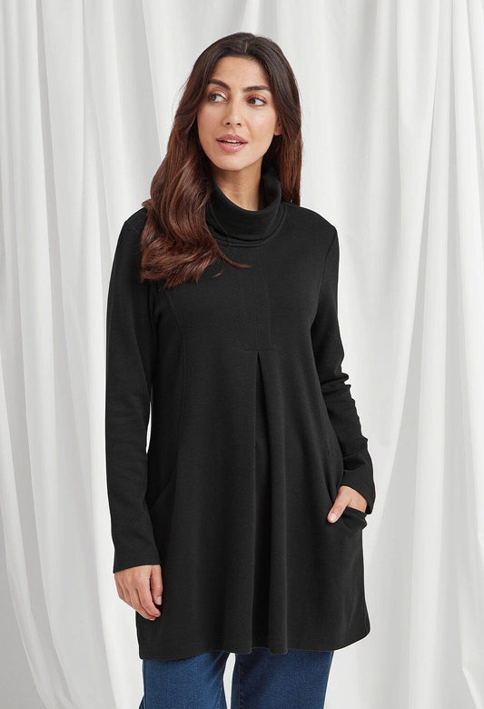 Taloma Tunic Solid Dye Interlock in Black Tunic Adini 