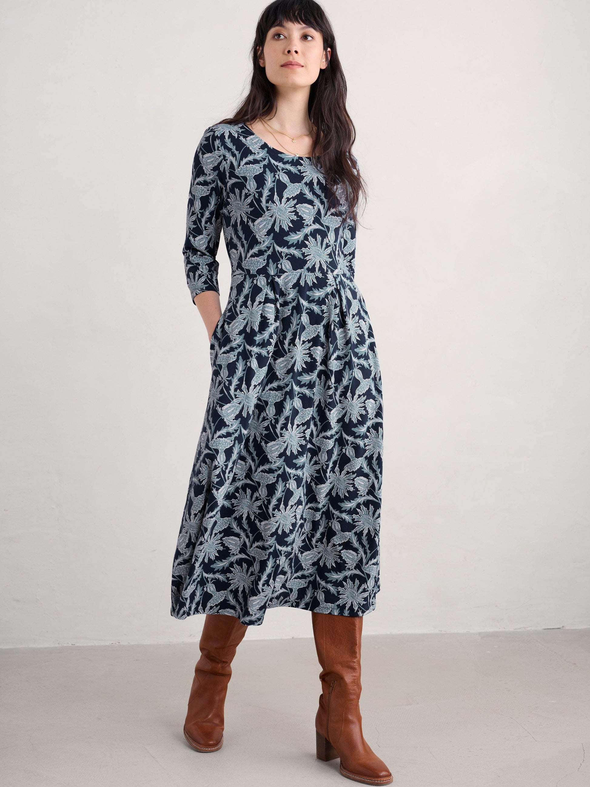 Veronica Dress in Woodcut Thistle Maritime Dress Seasalt 