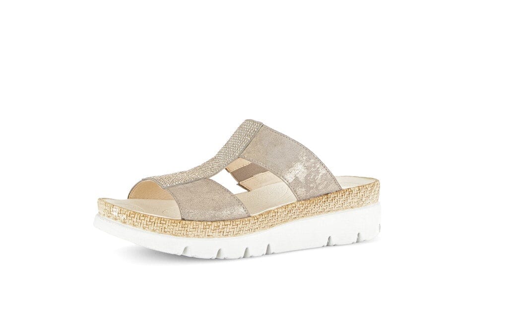 White Sole Sandal with Metallic Strap Sandal Gabor 