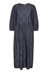 Anilla 3/4 Sleeve Dress in Blue Wash Dress Culture 