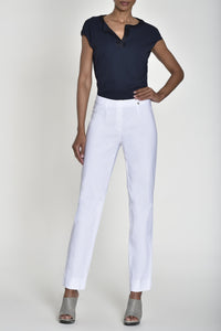 Bella Ankle Grazer Trouser with a Cuff in White Trousers Robell 
