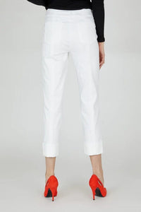 Bella Slim Fit Trouser with a Cuff in White 22 Trousers Robell 