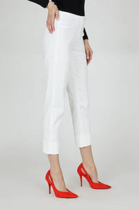 Bella Slim Fit Trouser with a Cuff in White 22 Trousers Robell 