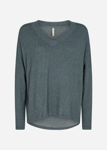 Biara Long Sleeve Blouse in Slate Melange Blouse Soyaconcept 