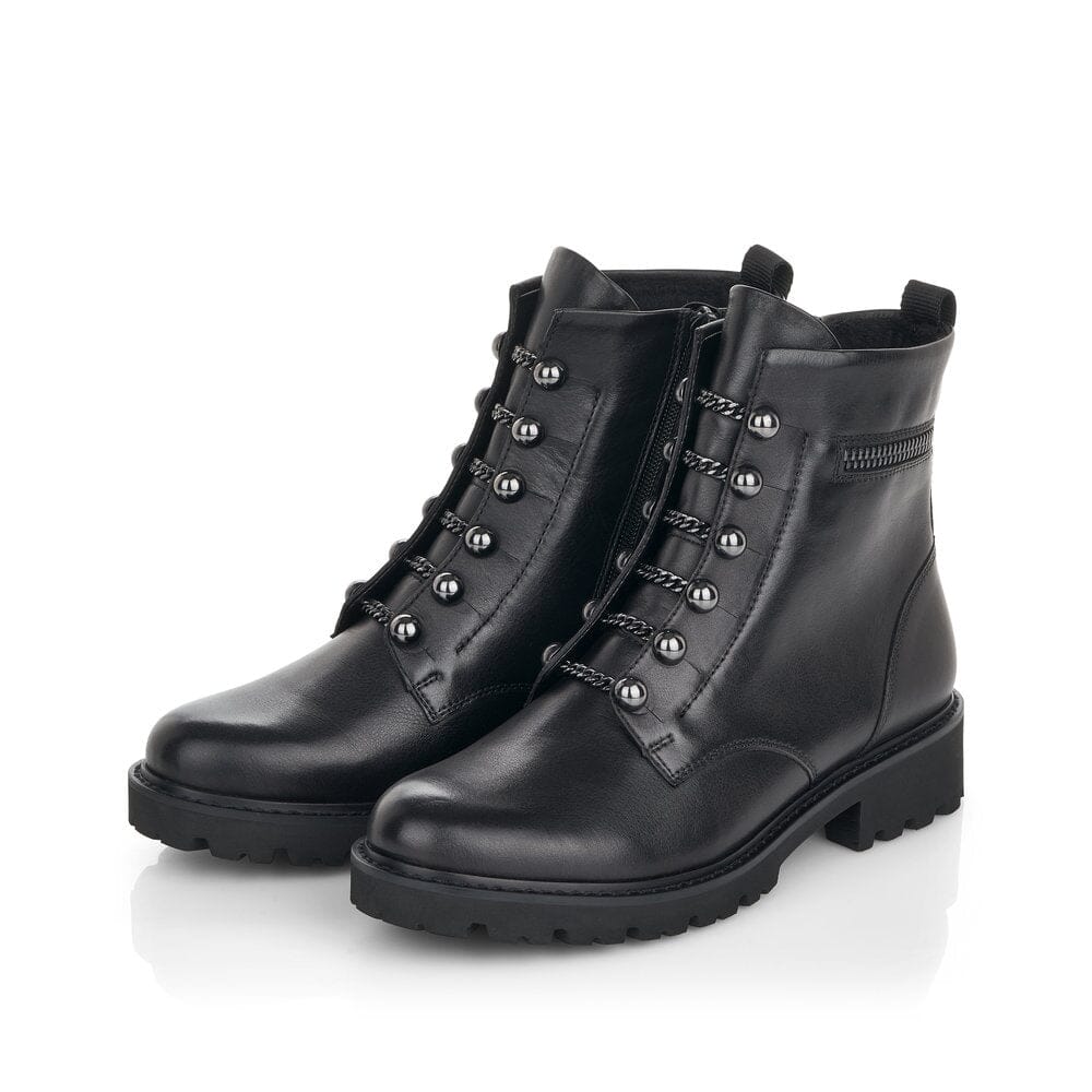 Chunky Sole Lace-up Boot in Black Footwear Rieker 