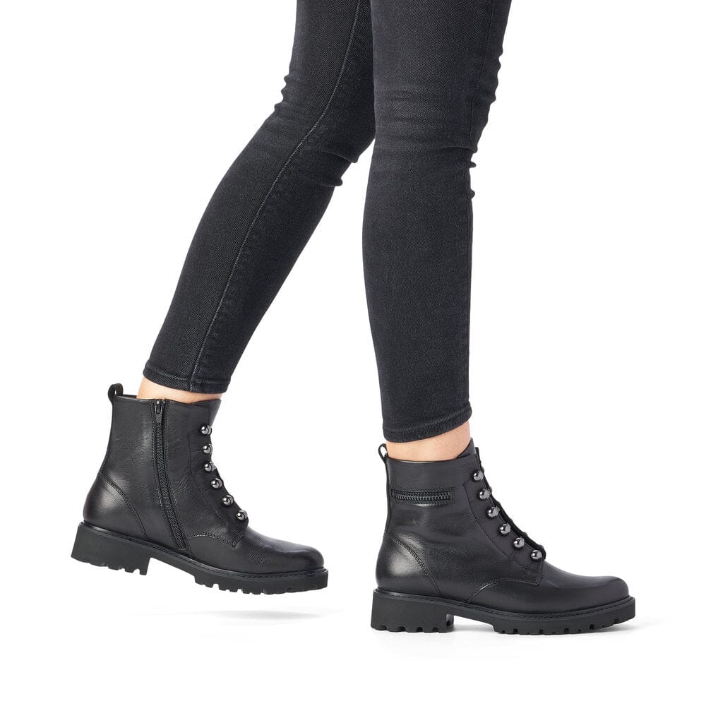 Chunky Sole Lace-up Boot in Black Footwear Rieker 