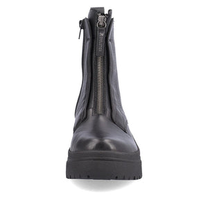 Chunky Sole Leather Boot with Zipper in Black Footwear Rieker 